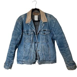 Vintage Wrangler Blanket Lined Denim Trucker Jacket Corduroy Collar Size 40 med